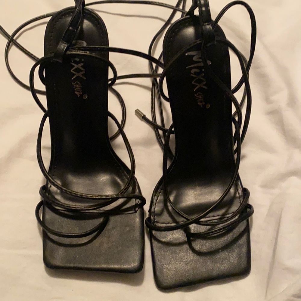 strappy black heel